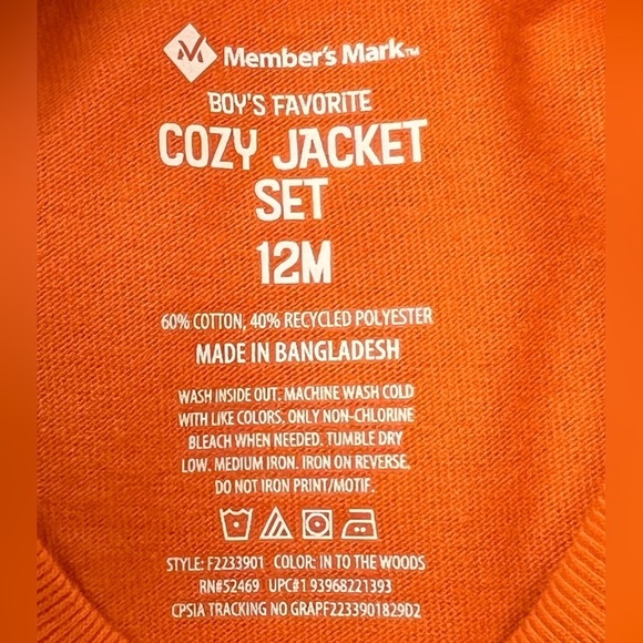 MEMBER'S Mark - Boy's 3-Piece Long Sleeve Shirt,  Hooded Jacket & Pant Set 12 mo - Picture 8 of 11